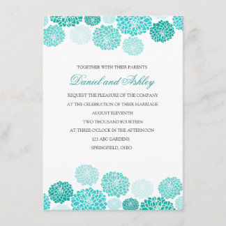 Simple Turquoise Garden Wedding Invitation