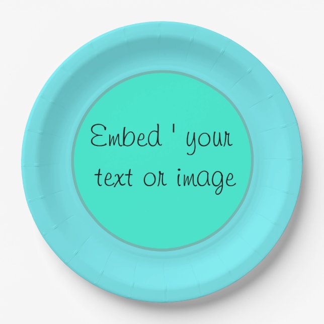 Simple turquoise , green , mint paper plates (Front)