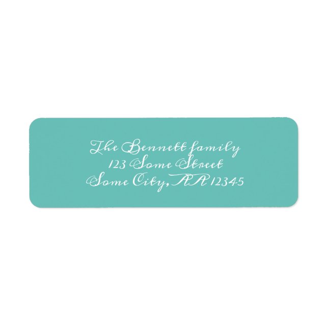 Simple Turquoise Modern Script Return Address (Front)
