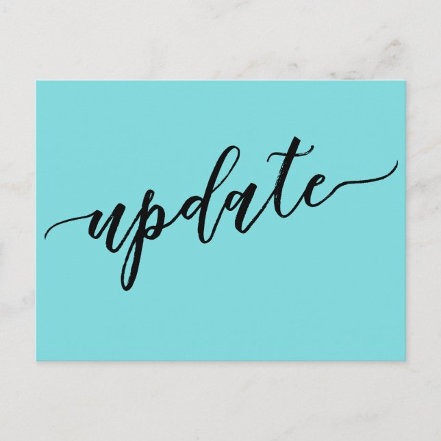 Simple Turquoise Postponed Wedding Update Notice Postcard (Front)