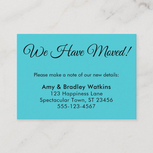Simple Turquoise We Have Moved Change of Address Enclosure Card (Front)