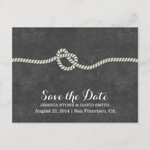 Simple Twine Knot Chalkboard Save the Date Announcement Postcard