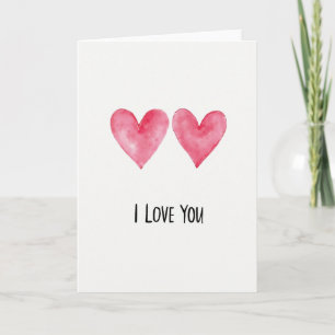 Simple Two Hearts I Love You Card
