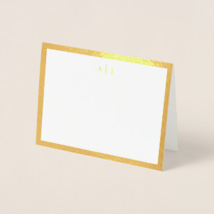 Simple Two Monogram Gold Border Foil Card