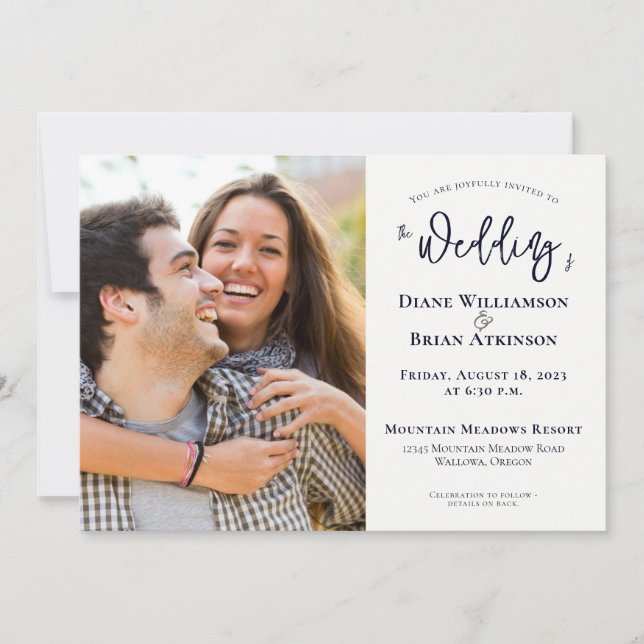 Simple Two Photo 2nd Marriage All In One Wedding Announcement (Front)