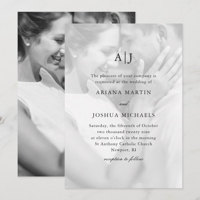 Simple Two Photo Wedding with Overlay Invitation (Front/Back)