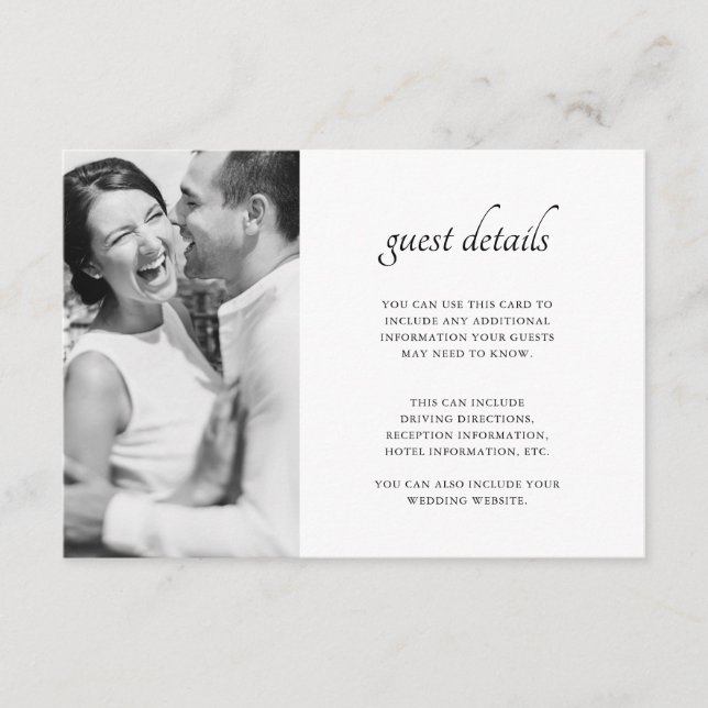 Simple Two Sided Guest Details Photo Enclosure Card (Front)