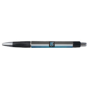 Simple Two Tone Blue and Grey Initials Monogram Pen