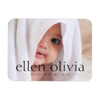 Simple Type Baby Birth Photo Announcement Magnet