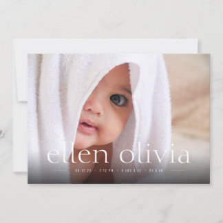 Simple Type Baby Girl Birth Photo Announcement