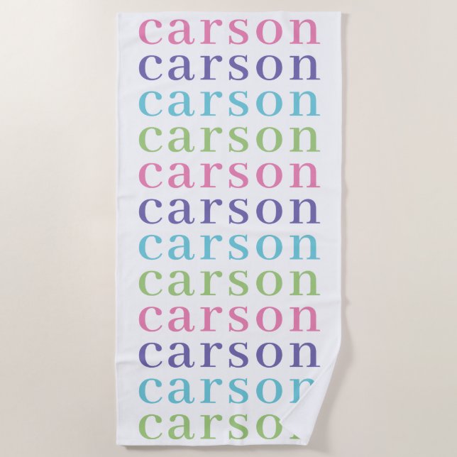 Simple Type Girls Personalized Repeating Name Beach Towel (Front)