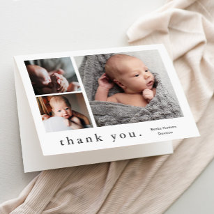 Simple Type Photo Collage Baby Thank You Card