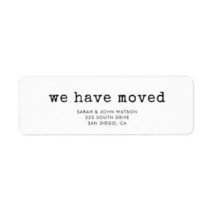 Simple typewriter font We've moved return address
