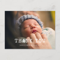 Simple typewriter script Baby shower thank you