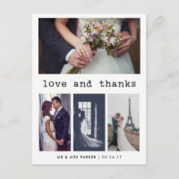 Simple Typewriter Text Wedding Thank You | 4 Photo