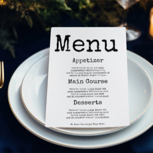 Simple Typewriter Typography Minimalist Menu
