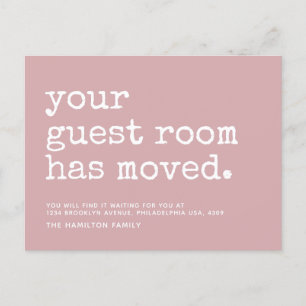 Simple Typewriter Your Guest Room Has Moved Announcement Postcard