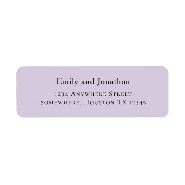 Simple Typographical Lilac Wedding Return Address (Front)