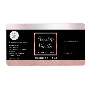 Simple typographie noir rose or cosmétique logo l