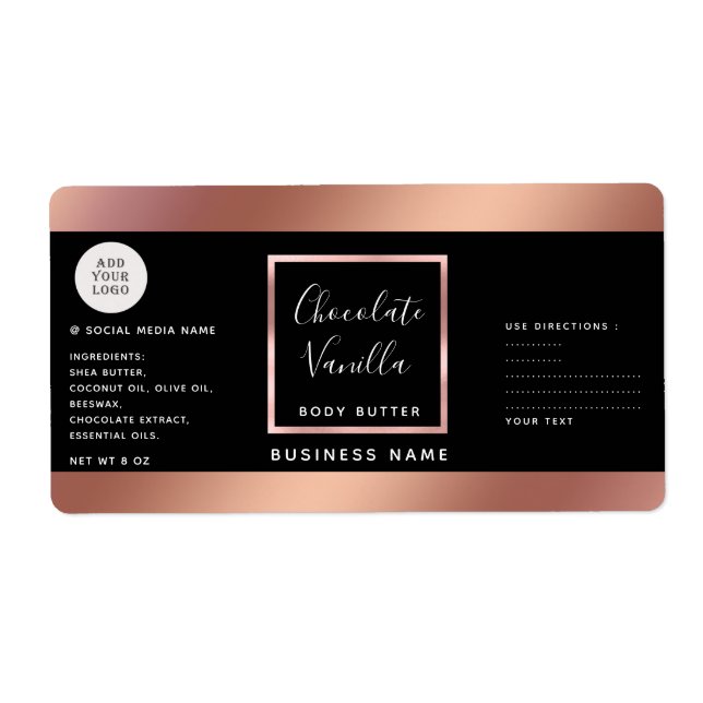 Simple typographie noir rose or logo cosmétique (Devant)