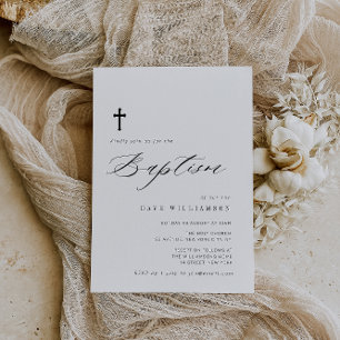 simple typographie script baptême invitation