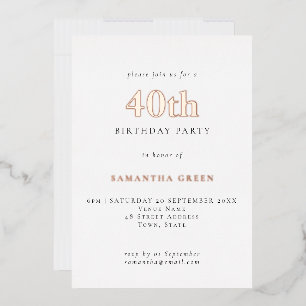 Simple Typography 40th Birthday Rose Gold