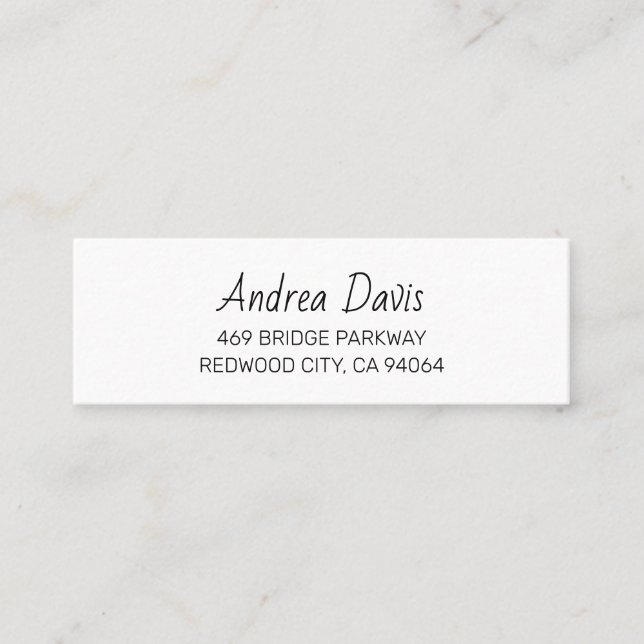 Simple Typography Address 02. Script Font . Mini Business Card (Front)
