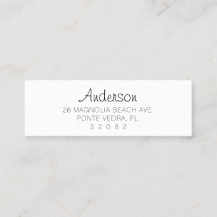 Simple Typography Address 04. Script Font . Mini Business Card