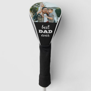 Simple Typography Black Best Dad Ever Photo Golf Head Cover