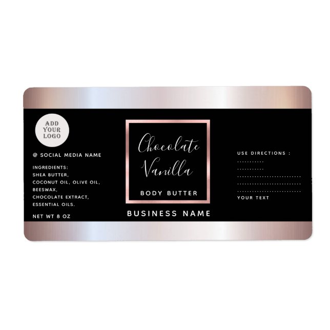 Simple typography black rose gold cosmetics logo l (Front)