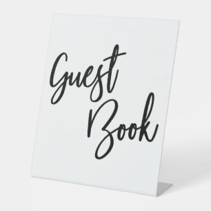 Simple Typography Black & White Guest Book Pedestal Sign