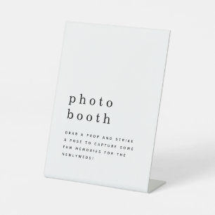 Simple Typography Black White Photo Booth Wedding Pedestal Sign
