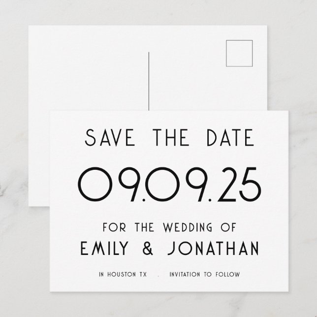 Simple Typography Black White Wedding Announcement Postcard (Front/Back)
