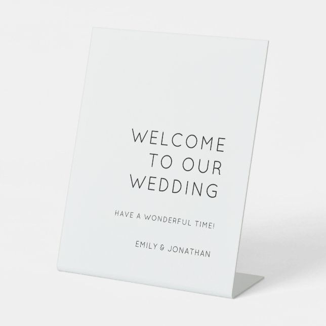 Simple Typography Black White Welcome to Wedding Pedestal Sign (Front)
