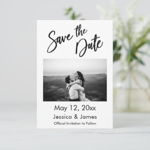 Simple Typography Black & White with Photo Save The Date