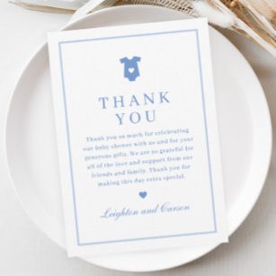 Simple Typography Blue Baby Shower Thank You Card