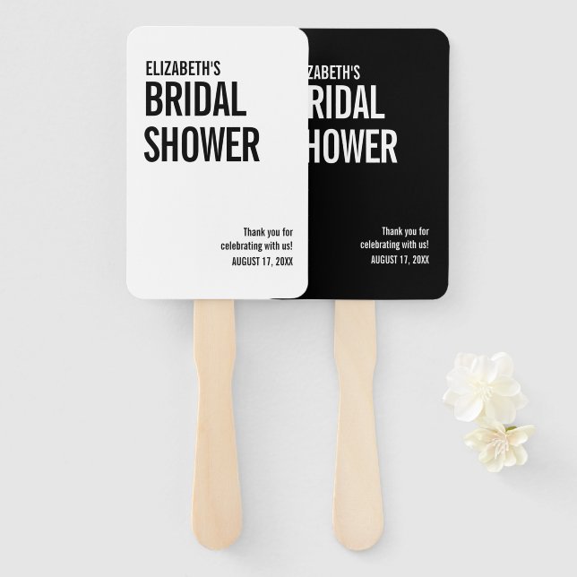 Simple Typography Bridal Shower Hand Fan (Front and Back)