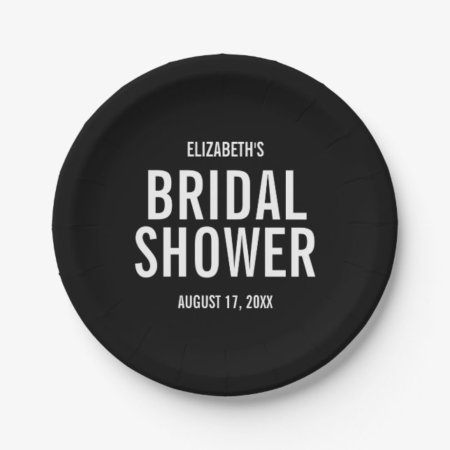Simple Typography Bridal Shower  Paper Plate (Front)