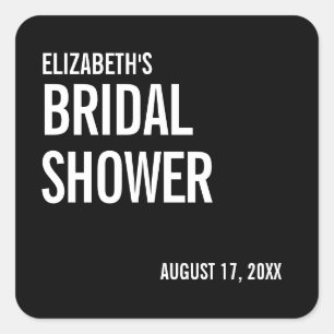 Simple Typography Bridal Shower Square Sticker