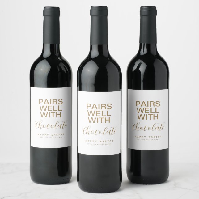 Simple Typography Easter Personalized Wine Label (Bottles)