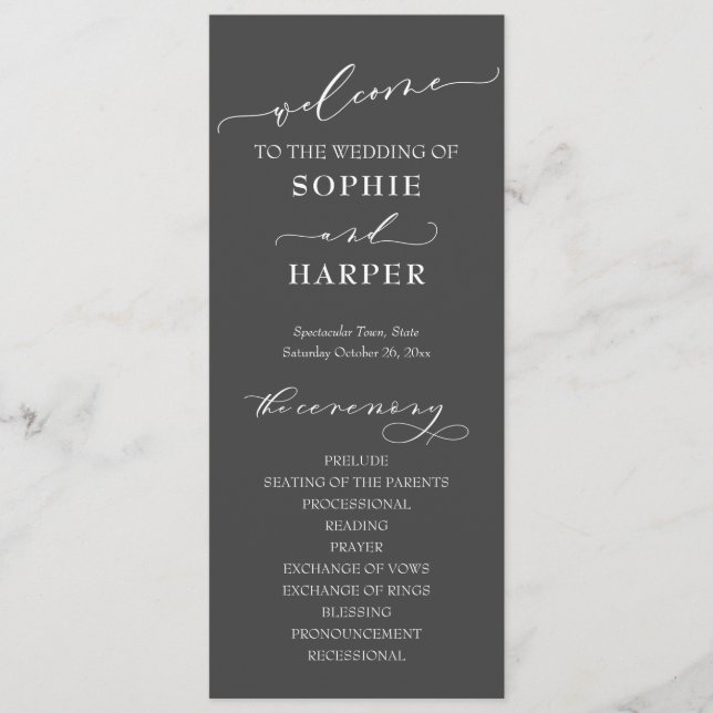 Simple Typography, Elegant Calligraphy Grey Program (Front)