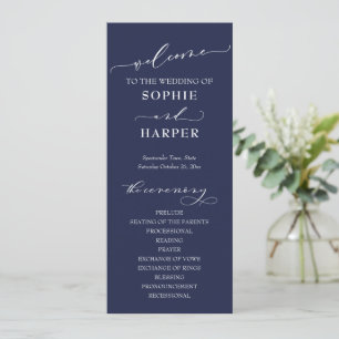 Simple Typography, Elegant Calligraphy Navy Blue Program