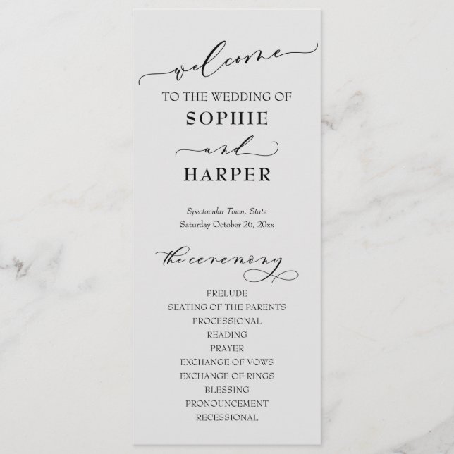 Simple Typography, Elegant Light Grey Program (Front)