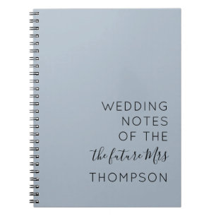 Simple Typography Future Mrs Dusty Blue Wedding Notebook
