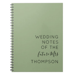 Simple Typography Future Mrs Sage Green Wedding Notebook