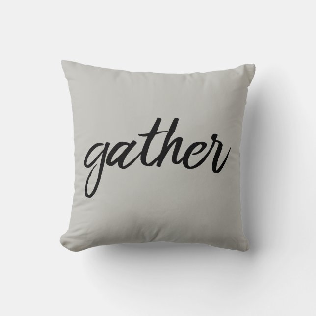 Simple Typography Gather Modern Farm |Throw Pillow (Front)