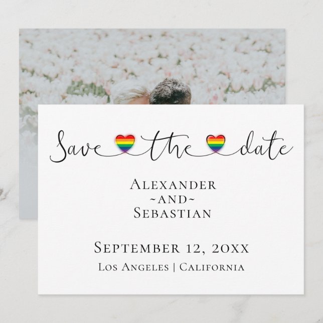 Simple Typography Gay Wedding Save The Date (Front/Back)