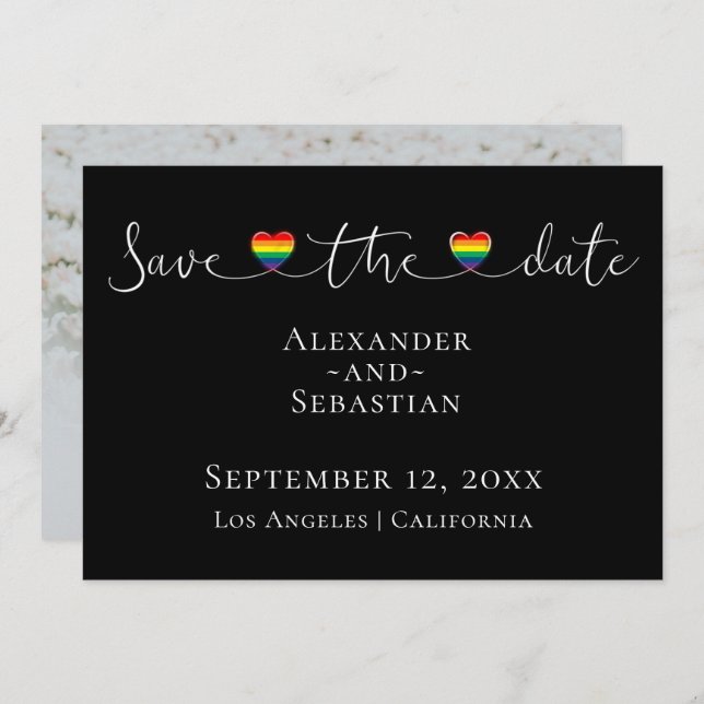 Simple Typography Gay Wedding Save The Date (Front/Back)