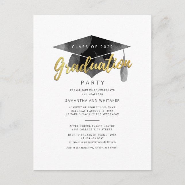 Simple Typography Grad Minimalist Graduation Invitation Postcard (Front)