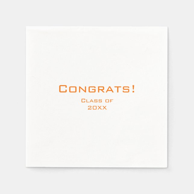 Simple Typography Graduation Party Orange Napkin (Front)